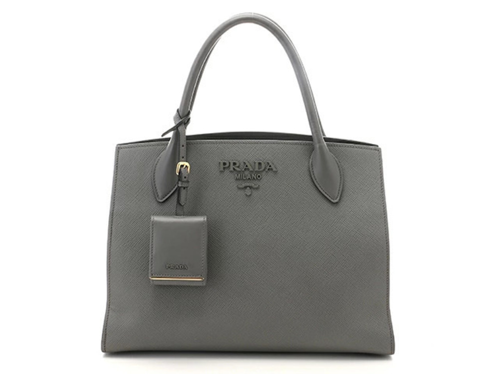 Prada Tote Bag Monochrome Gray Calfskin